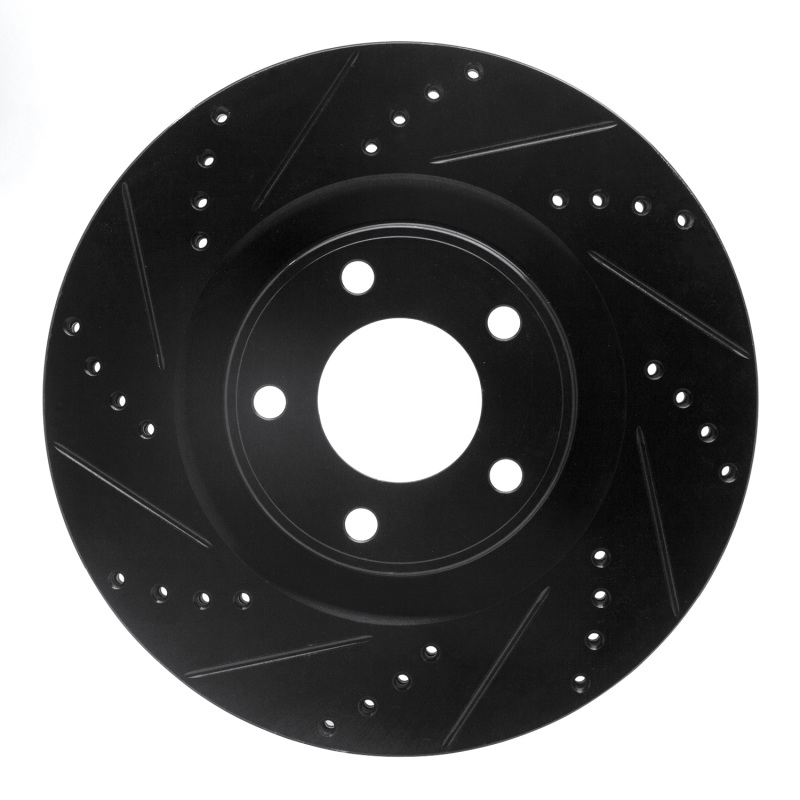 Ford Edge Brake Rotor (1) - Front Left - R1 Concepts - Drilled & Slotted - Black - `07-`15